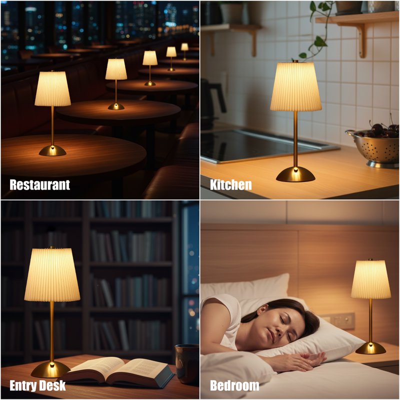 Rechargeable Cordless Table Lamp with Touch Dimming and 3 Light Options