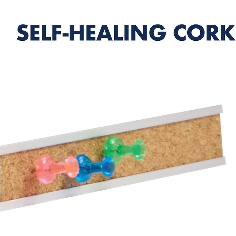 Bulletin Bar with Cork Surface and Aluminum Frame - Multiple Lengths