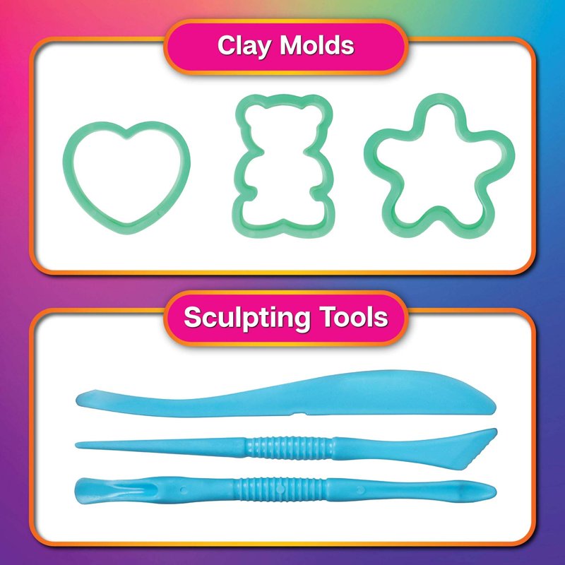 Rainbow Air Dry Clay Set with Molds & Sculpting Tools - 40 Pack Kids Art Kit