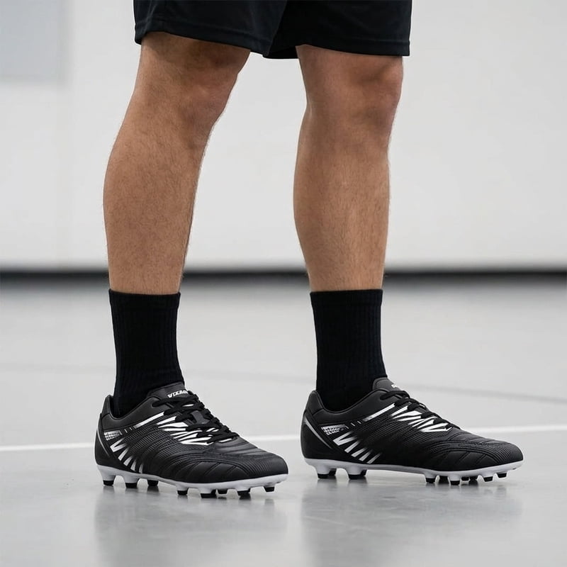 Valencia FG Soccer Cleats - Wide Fit, Mens & Womens, Black/White, 11