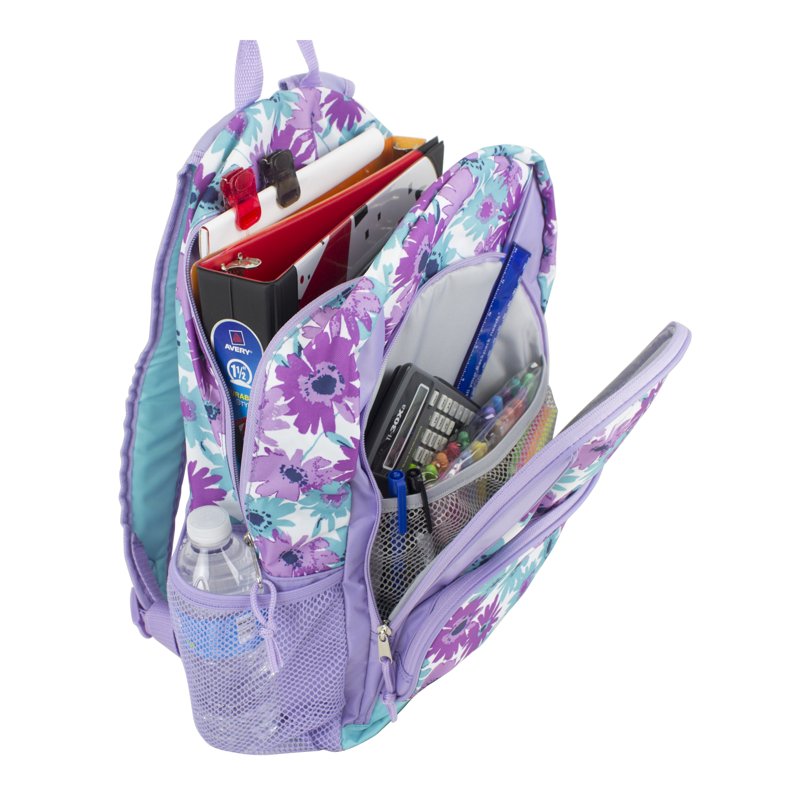 Unisex Spring Floral Triple Pocket Backpack - Spacious School & Gym Bag