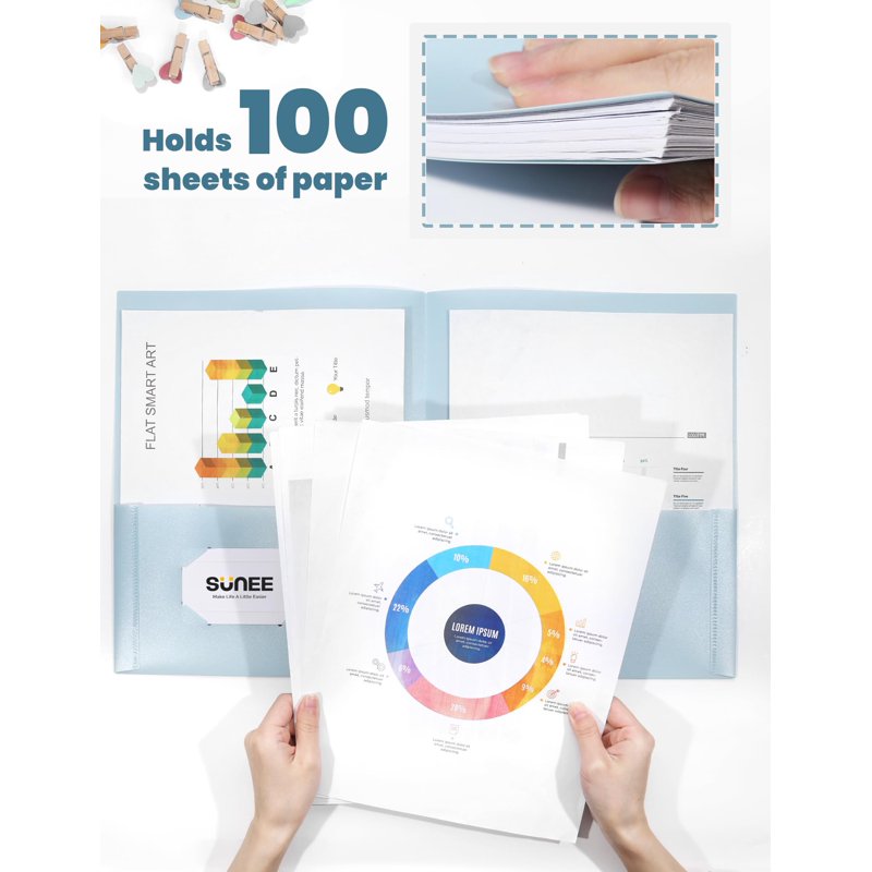 Plastic Folders with Pockets, 6 Pack Letter Size Document Organizers