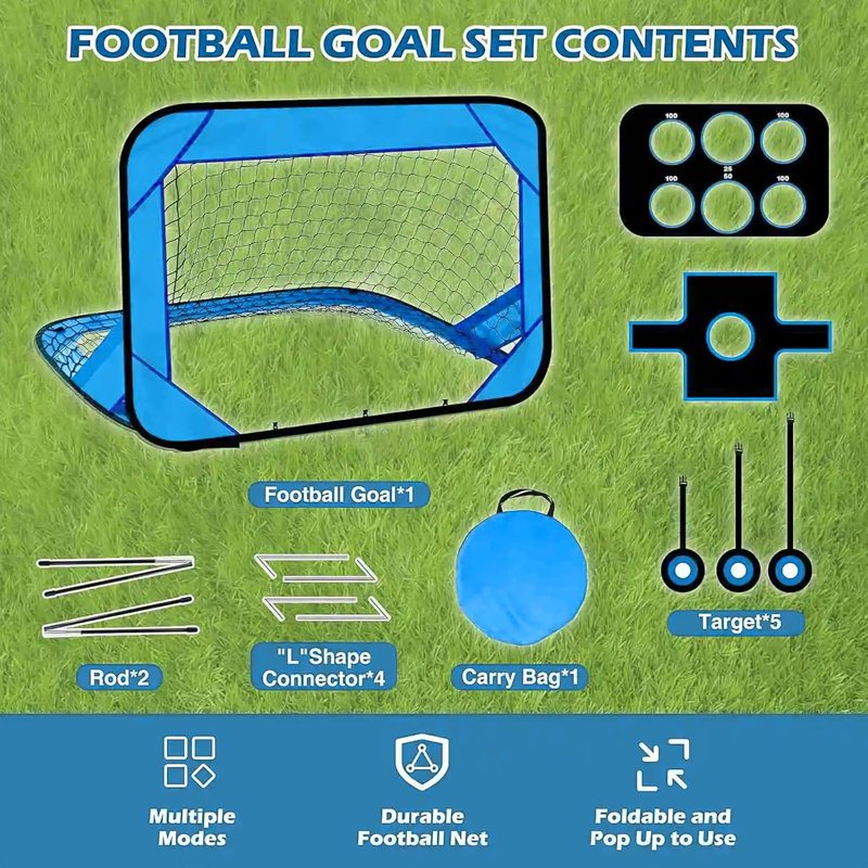 Portable 4x2.6 ft Foldable Kids Soccer Goal, Sturdy Backyard Beach Park Set