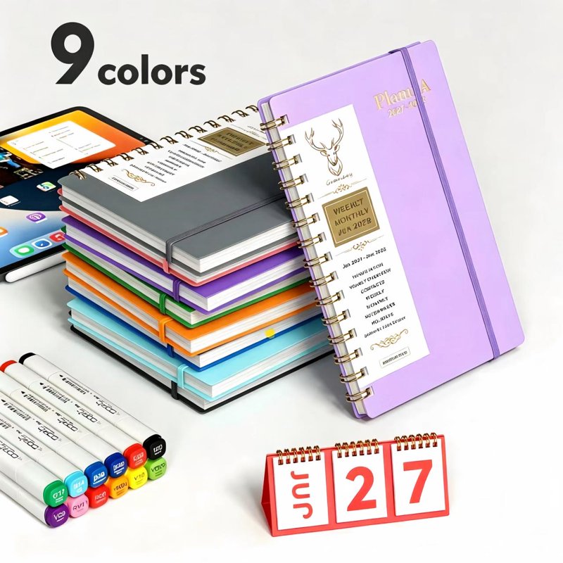 Academic Weekly & Monthly Planner 2027-2028 with Tabs, Flexible Cover, Wirebound, 5.6x8.2 Inches