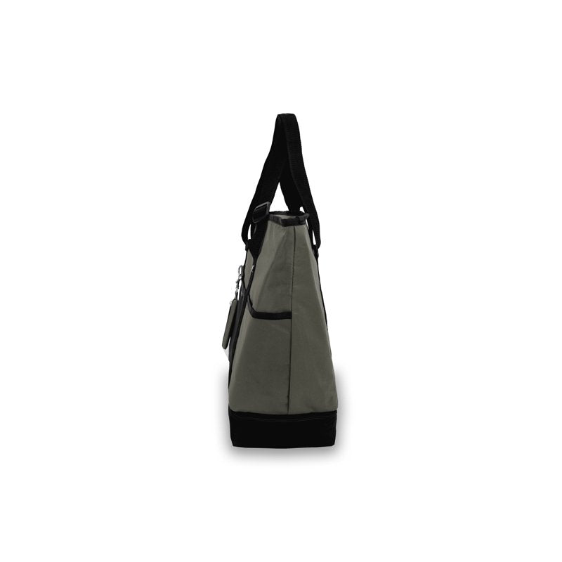 Unisex Deluxe Shopping Tote Bag with Water Bottle Holder and Bottom Compartment