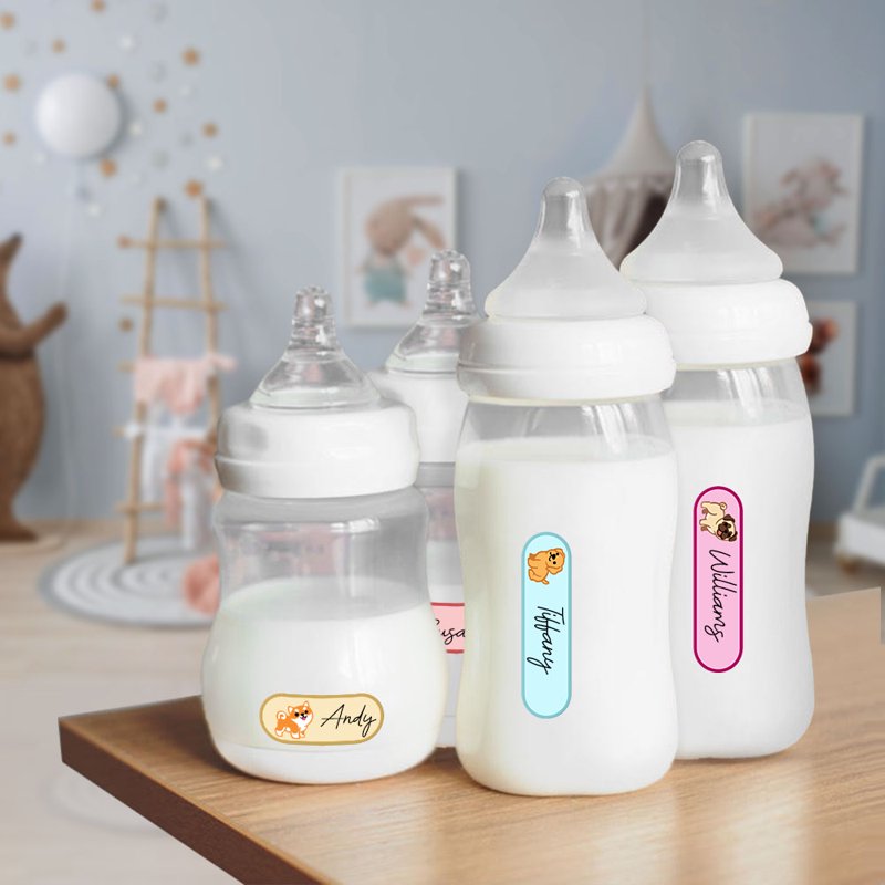 Waterproof Food & Bottle Labels Set for Food Containers, Baby & Pet Use