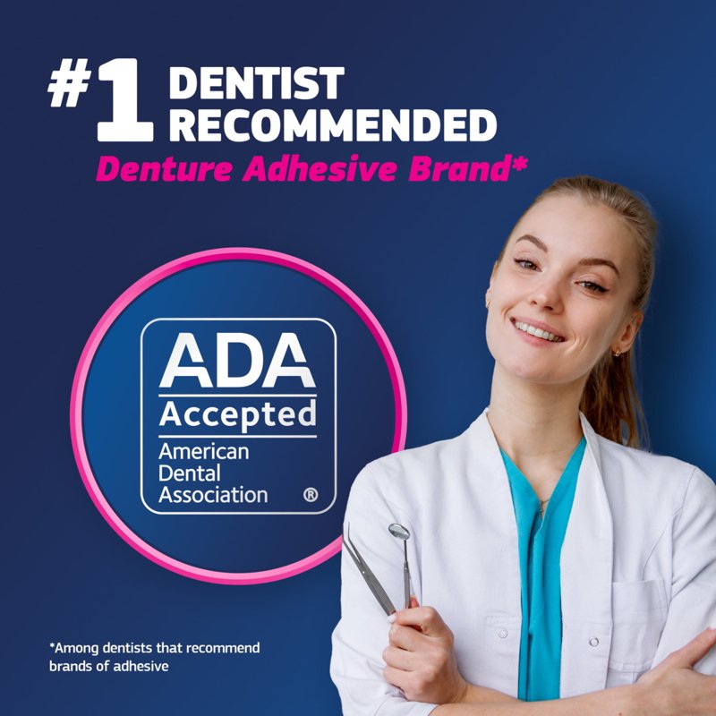 Denture Adhesive Cream with Fresh Breath & Precise Application - 2 Pack