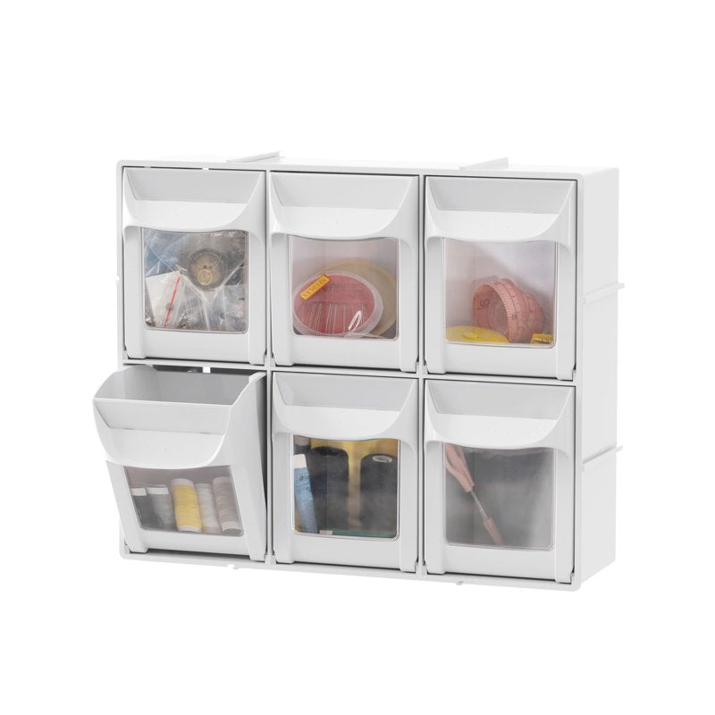 Wall-Mountable Clear Front Craft Storage Organizer with 6 Drawers