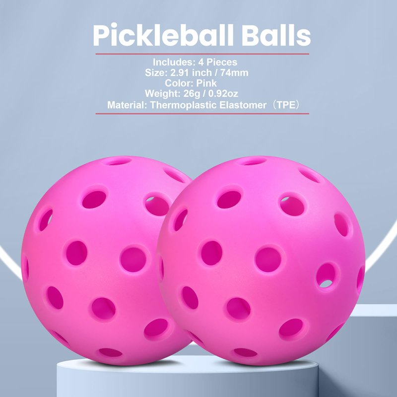 Hot Pink 40-Hole Soft TPE Pickleball Balls for Indoor Practice - Wigonda, 6 Pack Variation