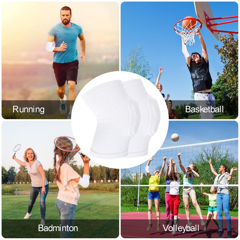 Breathable Elbow Protector Pads for Basketball Volleyball & Sports - White