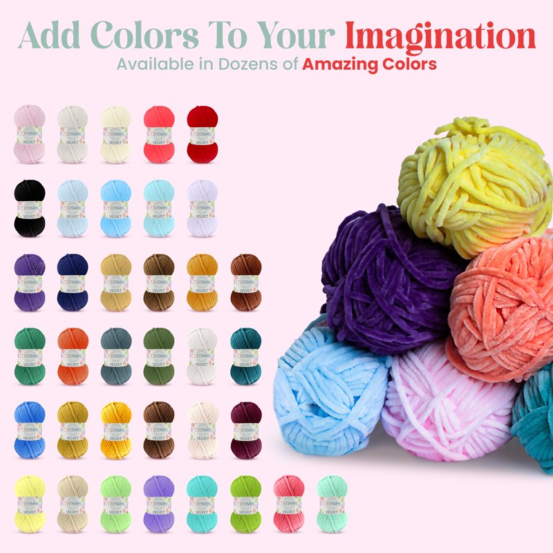 Chenille Yarn for Crocheting - 100g Super Bulky Plush Velvet Yarn for Baby Blankets & Amigurumi