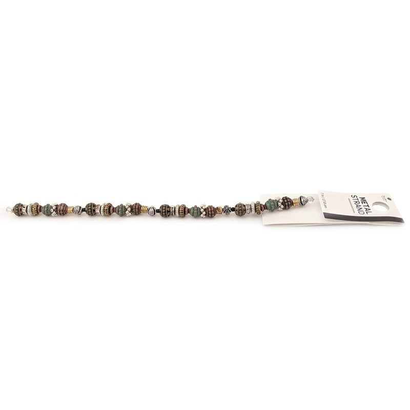Mixed Metal Bead Strand for DIY Jewelry Making 7 Inch - Assorted Shapes & Finishes