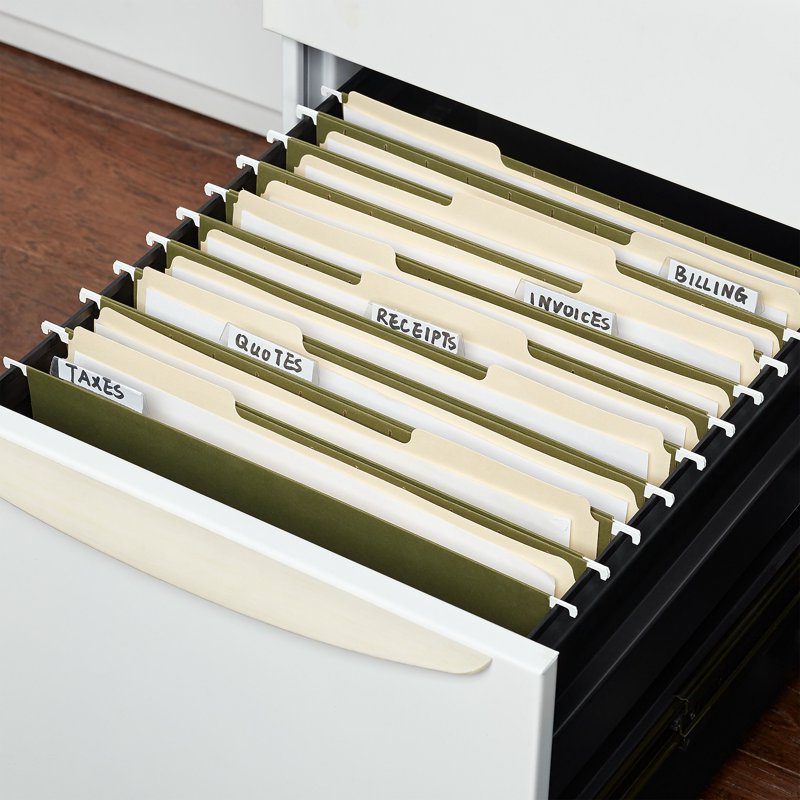 Legal Size Green Hanging File Folders 25-Pack with Tabs & Recycled Material