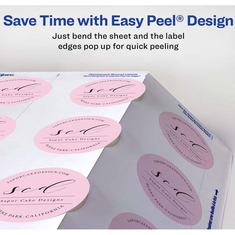 2.5-Inch Waterproof Round Label Stickers for Laser & Inkjet Printers