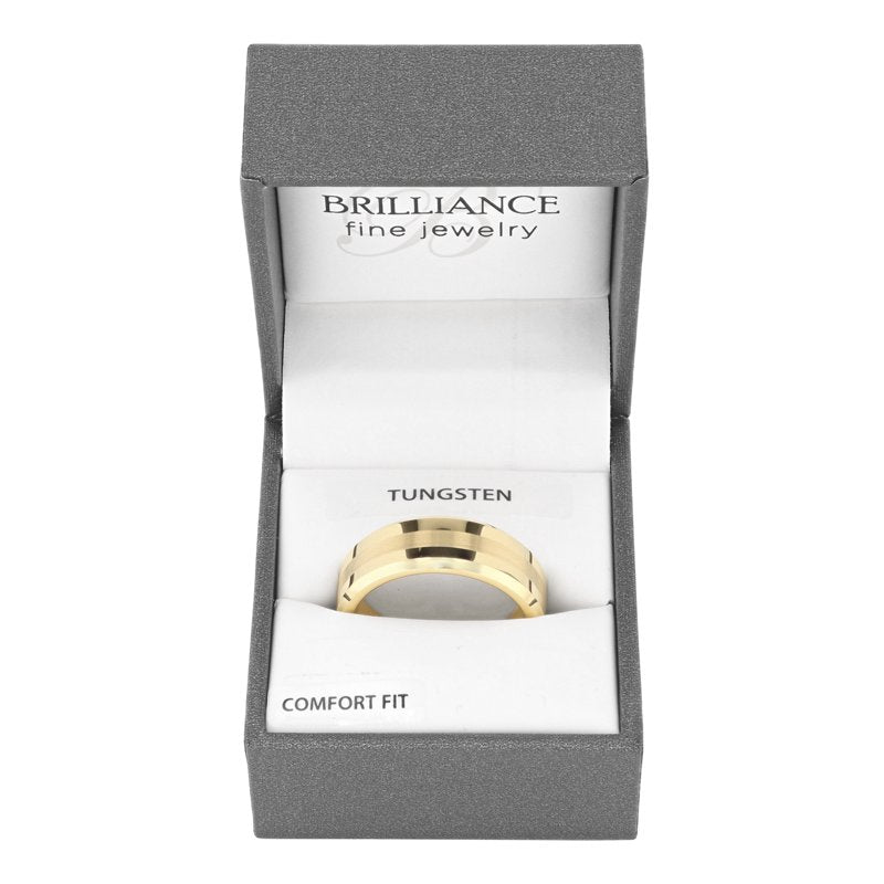 Men's Tungsten Beveled Satin Center Ring Wedding Band
