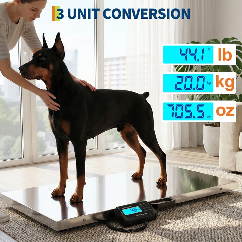 Digital Livestock Scale 1100 lbs Stainless Steel Platform Animal Floor Scale
