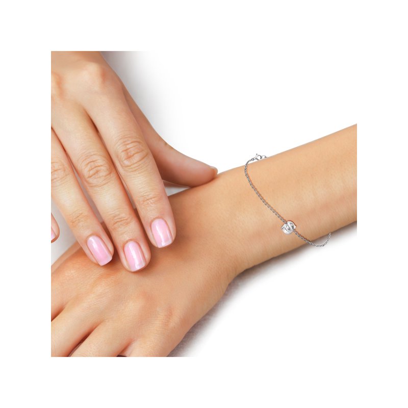 Sterling Silver Minimalist Initial Charm Bracelet - Personalized Jewelry