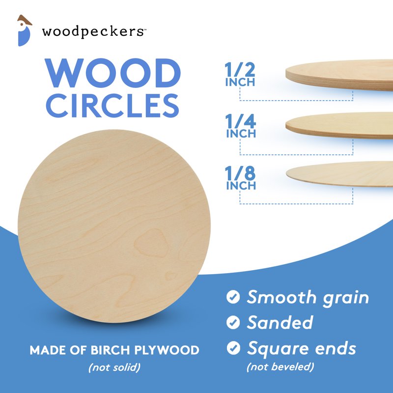 Unfinished Birch Wood Circles - Craft Shapes & Decor Bases, 24 Inch Diameter
