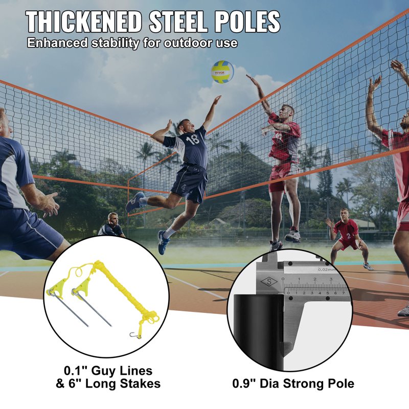 Adjustable Volleyball & Badminton Net Set with Ball, Pump & Carry Bag for Kids & Adults