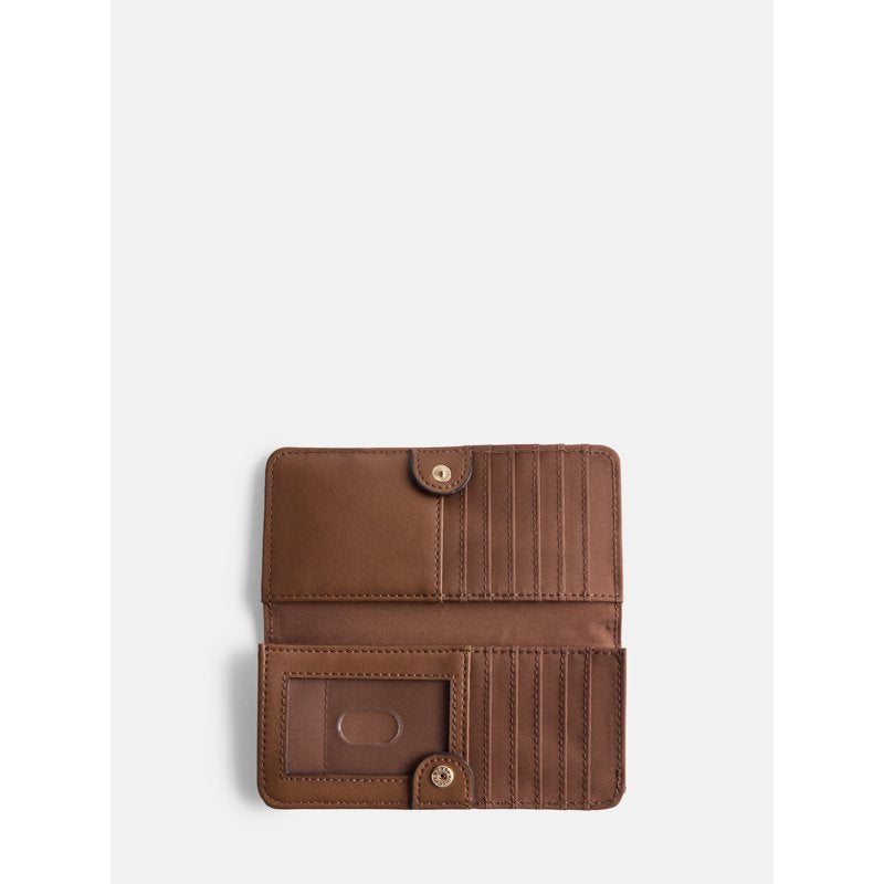 Slim Studded Wallet for Women with Card Slots and Snap Closure