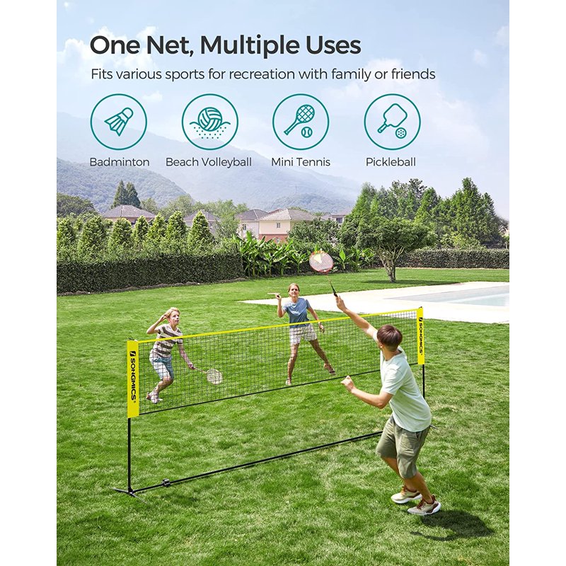 SONGMICS 13 ft Portable Badminton Net Set with Poles - Indoor/Outdoor