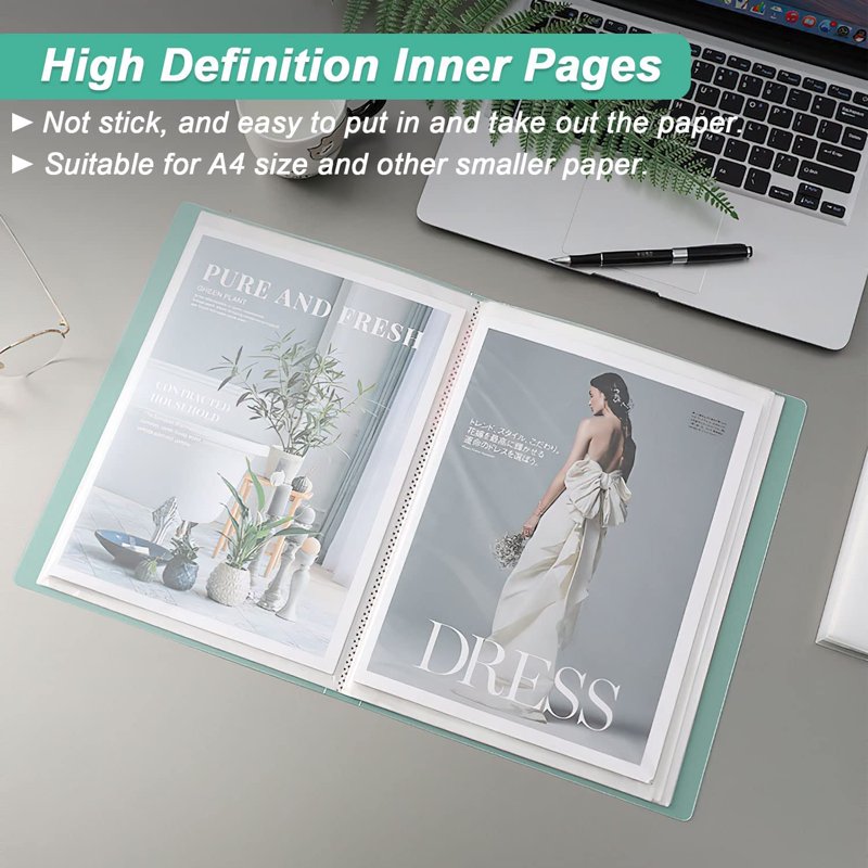 4-Piece A4 Presentation Book with 60 Clear Sheet Protectors Waterproof Folder