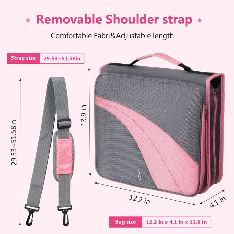 Zipper Binder 2 Inch O-Ring 450 Sheet Capacity Multiple Pockets Office Supplies