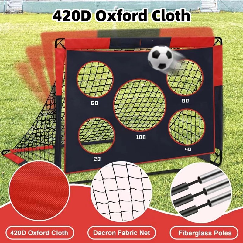 Soccer Goal 5x4 ft Kids Backyard Pop Up Training Net with Target & Carry Bag