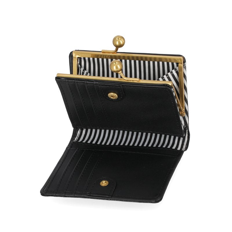 Croco Textured Women's Kiss Lock Wallet with Floral Accents