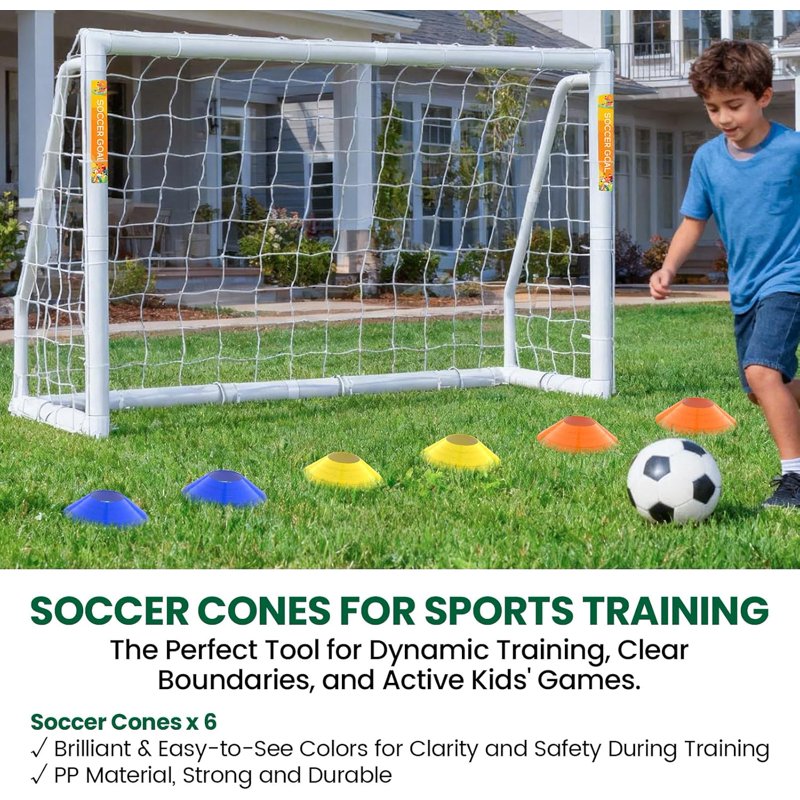 ABORON 6 x 4 ft Foldable Soccer Goal with Net | HPVC Frame, Outdoor Training