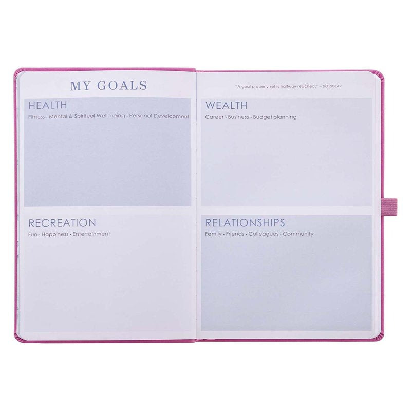 Women’s Daily Planner with Scripture - Pink Faux Leather Organizer, Weekly & Monthly Schedule