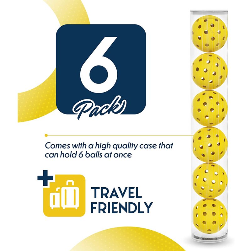 Pro Aviana Tournament Outdoor Pickleball Balls - 6 Pack USAPA Approved, Yellow