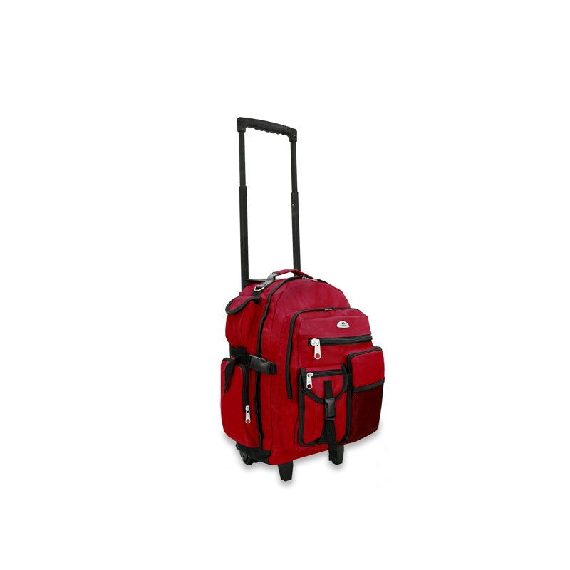 21-Inch Deluxe Wheeled Travel Backpack - Burgundy Unisex School & Sports Bag