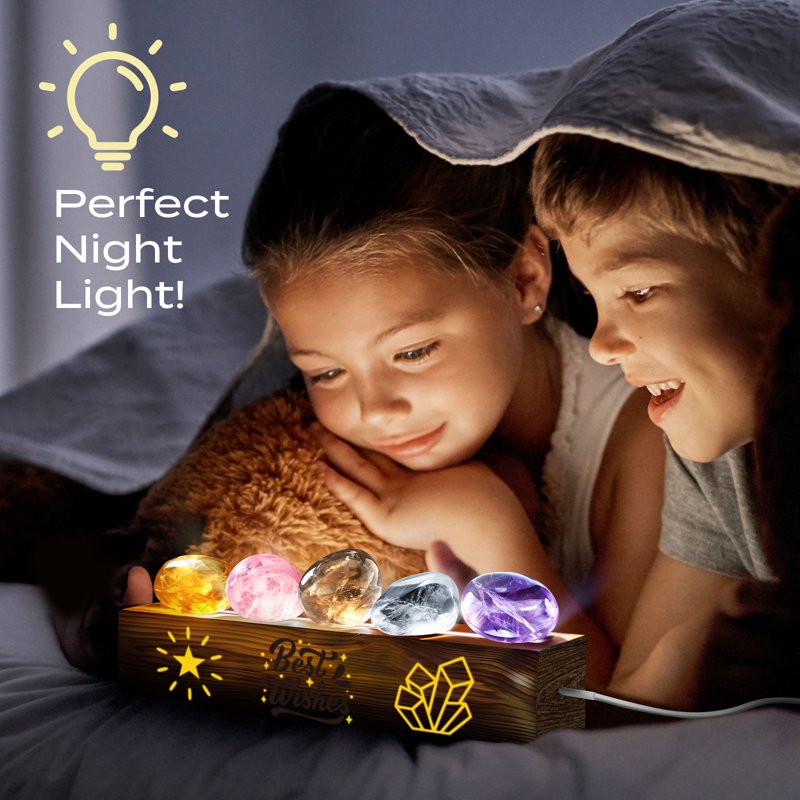 Kids Gemstone Dig Kit & Night Light Craft Set - Educational STEM Toy for Ages 6-12