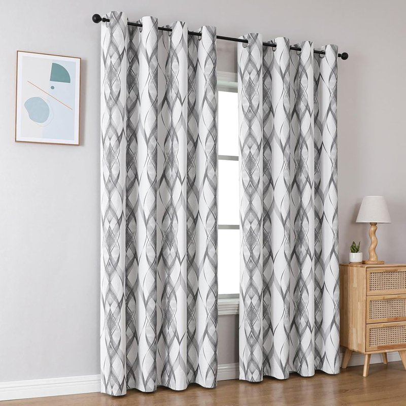 Blackout Curtains Set for Bedroom & Living Room - Noise Insulating Thermal Drapes, Grey, Pack of 2