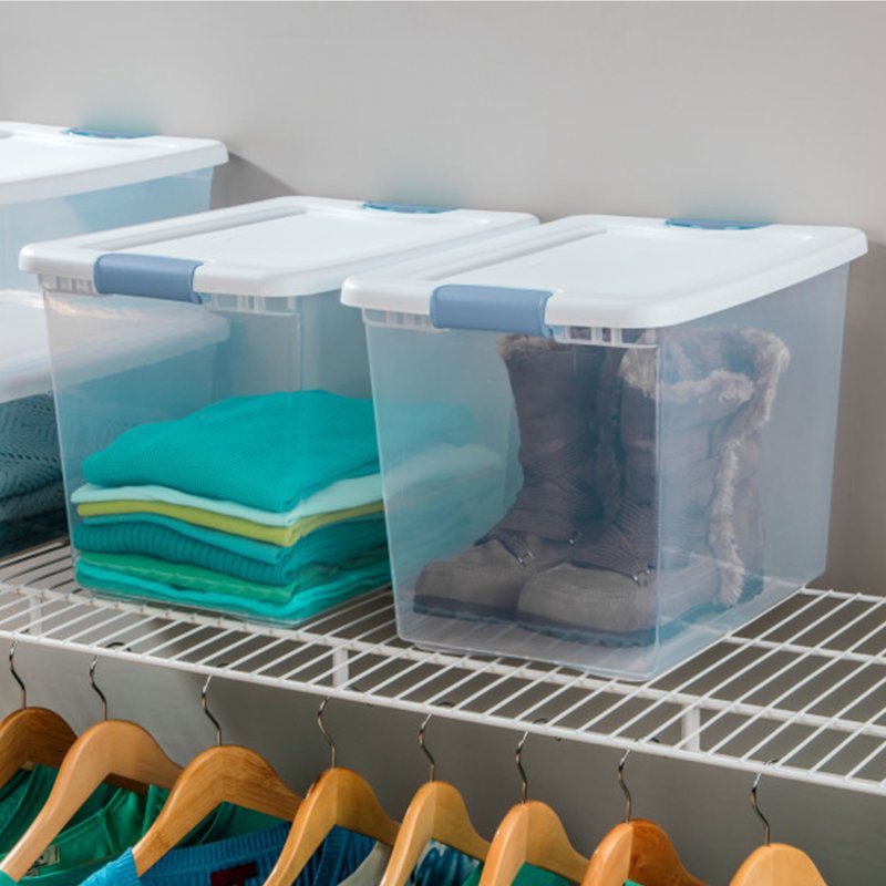 Heavy Duty Plastic Storage Totes - Clear, 25 Quart Capacity, Bulk Pack