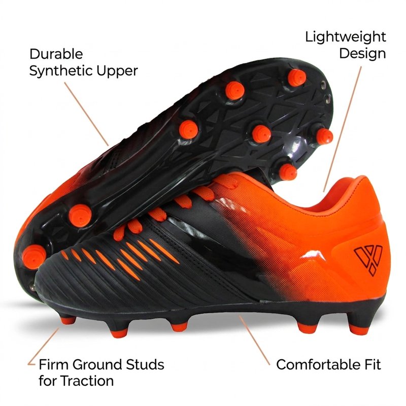 Vizari Liga Firm Ground Kids Soccer Cleats - Orange, 2 (Variation of THIS listing)