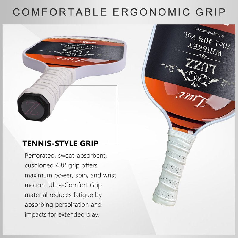 Luzz 16mm Carbon Fiber Pickleball Paddle – Sandblasted 3K T700 USAPA Approved Whiskey Variation