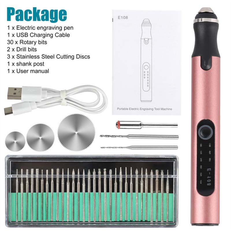 Wireless Electric Engraving Pen Kit with 30 Bits - Portable Jewelry, Wood, Metal & Glass Etching Tool