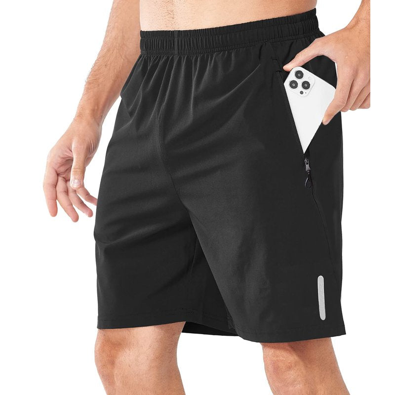 Men's Athletic Shorts Set with Zipper Pockets - Quick Dry Workout & Sports