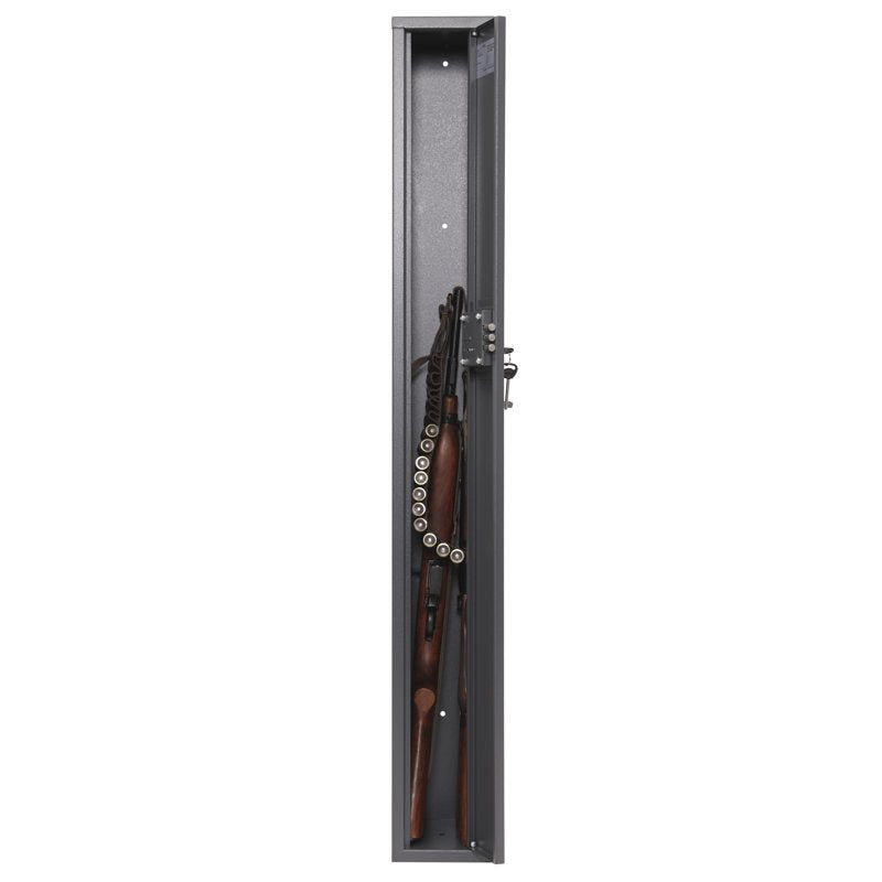 Long Rifle Gun Safe with Key Lock - 8x6.5x52 Metal Storage Cabinet