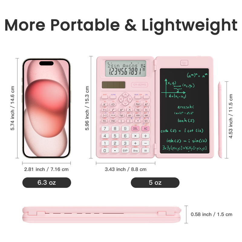 Scientific Calculator with Notepad and Dual-Line Display for Students