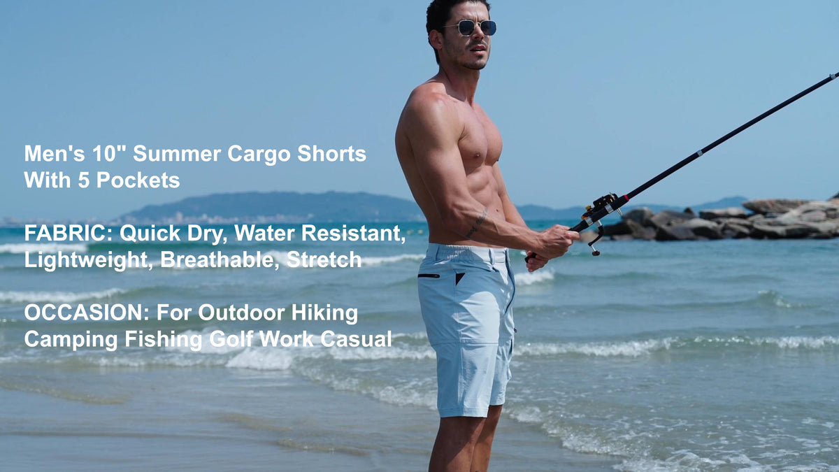 Men's Quick Dry Water-Resistant Cargo Shorts for Hiking & Sports