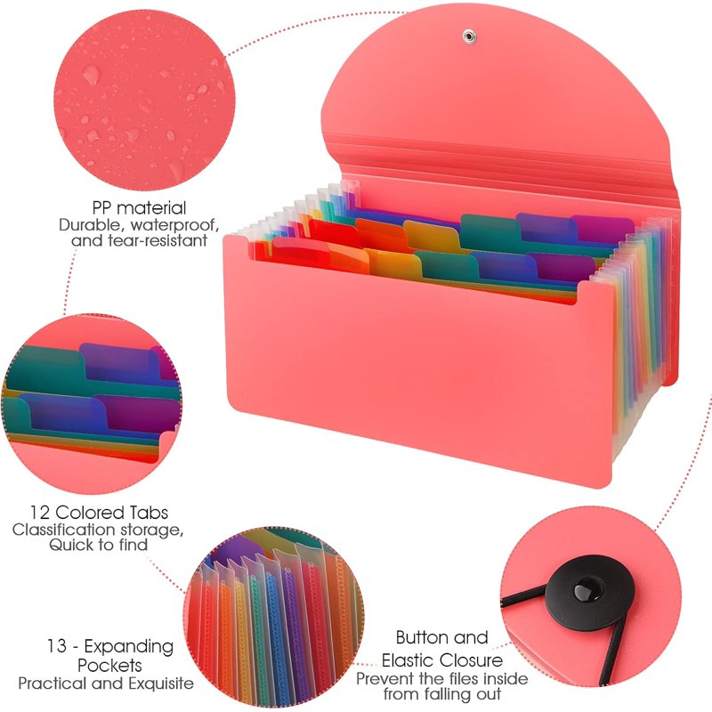2 Pack A6 Mini Coupon Organizer Wallets with 13 Pockets Pink