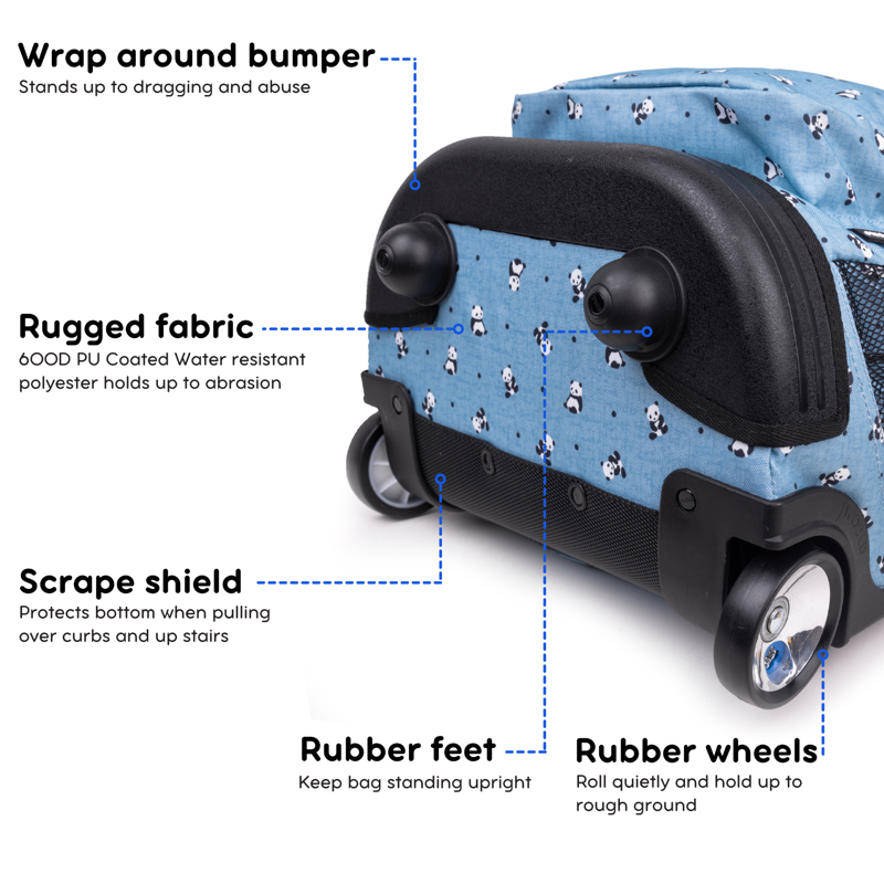 Kids & Adults 18-Inch Rolling Backpack with Multiple Compartments and Water Bottle Pockets