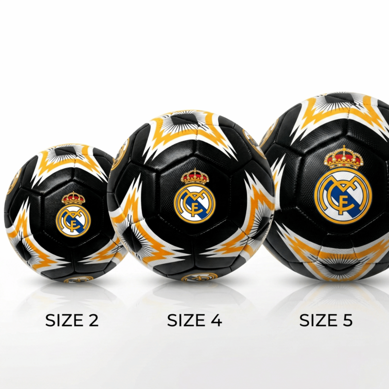 Real Madrid Soccer Ball Size 5 - Black Gold White Crest | Official Licensed, Icon Sports (Variation 5)