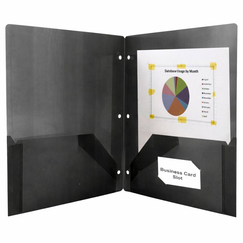 100 Pack Two-Pocket Translucent Black Hole Punch Folders with 3-Ring Binding, 11.5 x 9.5 in - Trailmaker (Variation: 100 Pack)