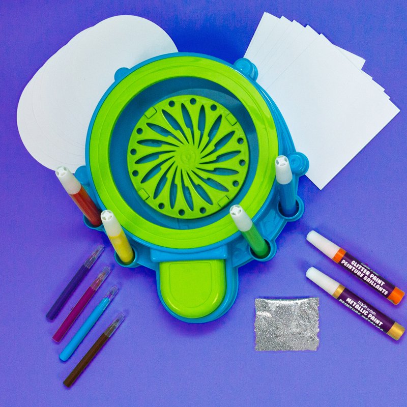 Spin Art Kit for Kids - Create Vibrant Rainbow & Metallic Designs