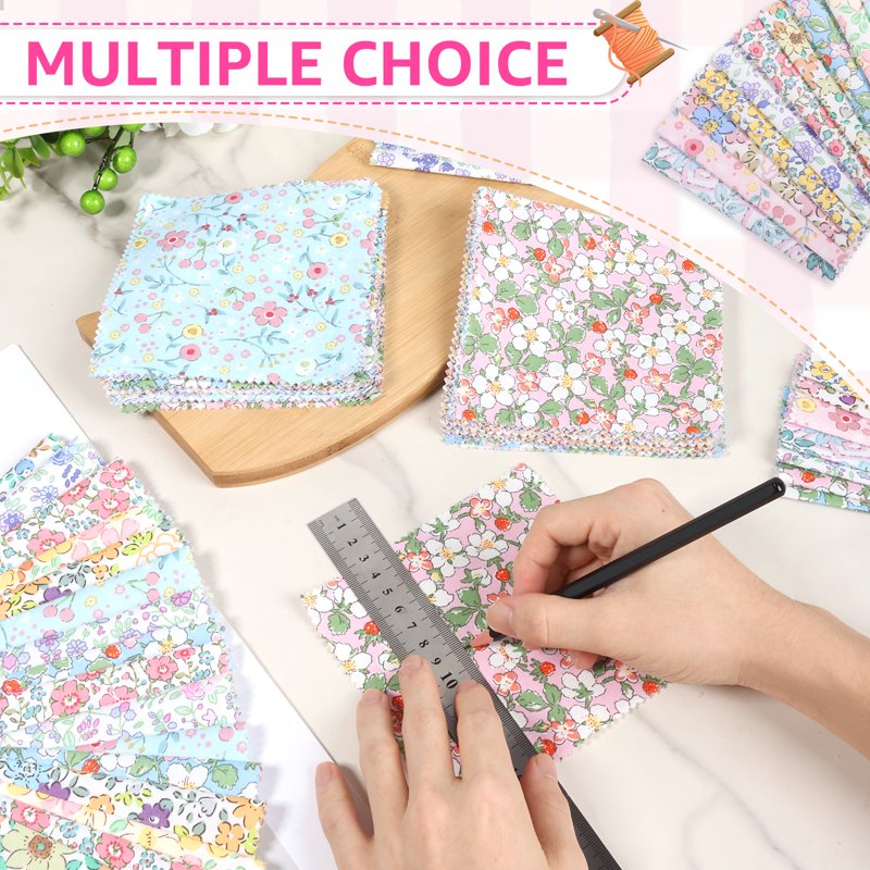Colorful Fabric Squares Quilt Patchwork Set 126 pcs 5x5 inch Cotton for Sewing Craft