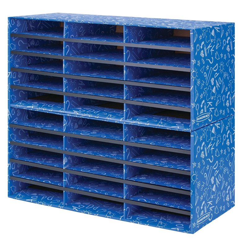 Classroom Literature Organizer with 30 Compartments - Blue, 28.5 x 12.375 Inches